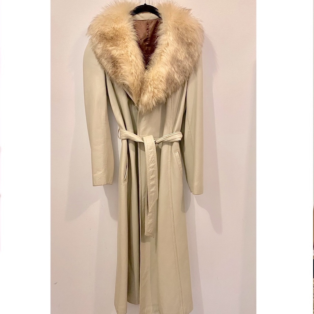 VINTAGE 100% LEATHER 100% FUR Highest Quality Long Trench coat